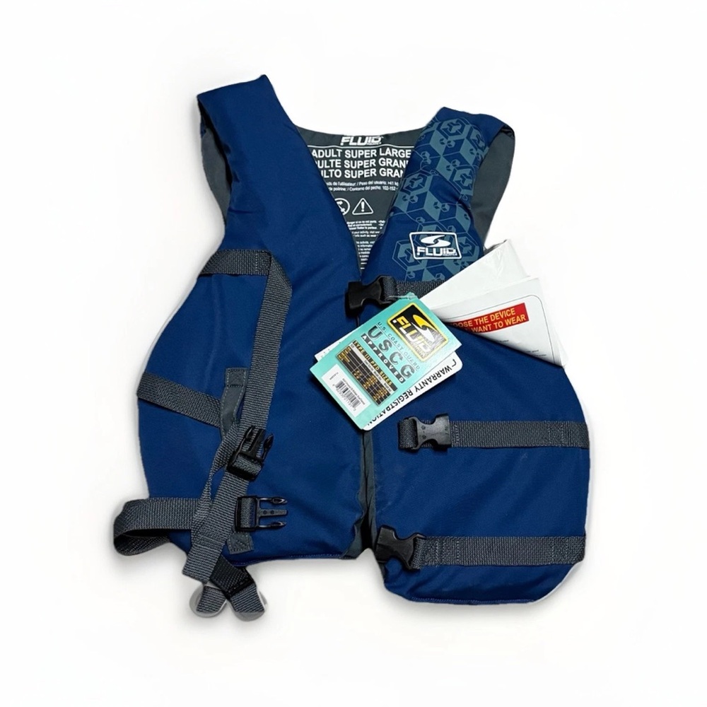 Fluid Aquatics Adult Super LARGE Universal USCG Approved Life Vest Jacket NWT